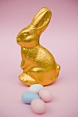 Gold Easter Bunny and sugar eggs