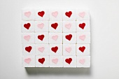 Sugar cubes with hearts