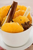 Orange slices with star anise, lemon grass & cinnamon sticks