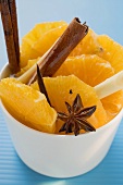 Orange slices with star anise, lemon grass & cinnamon sticks