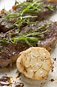Beef steaks with herbs and garlic