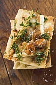 Focaccia with goat's cheese and almonds