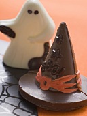 Sweets (witch's hat, chocolate ghost) for Halloween