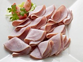 Many slices of ham (overhead view)