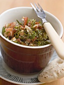 Couscous and vegetable salad with flatbread