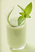 Savoury cucumber drink with mint leaf