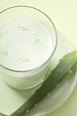 Yoghurt with Aloe vera in glass