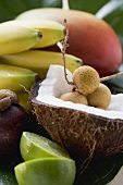 Exotische Früchte, Kokosnuss und Limetten (Ausschnitt)