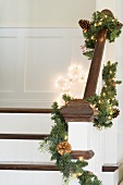 Staircase decorated for Christmas