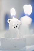 Polar bear candle, lit