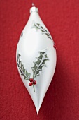 Christmas bauble (teardrop) with holly motif