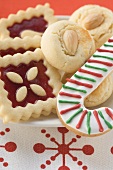 Assorted Christmas biscuits on plate (detail)
