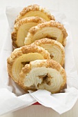 Palmiers (puff pastry biscuits) in box