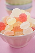 Jelly sweets in pink bowl