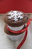 Two chocolate muffins for Christmas