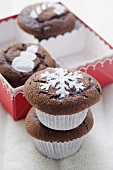 Four chocolate muffins for Christmas