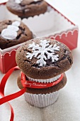Four chocolate muffins for Christmas