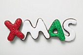 Iced chocolate letters (the word 'XMAS)
