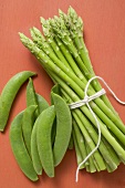 Green asparagus and pea pods