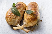 Stuffed chicken legs with sage leaves