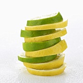 Slices of lime and lemon, stacked