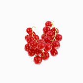 Redcurrants with water droplets on mirror