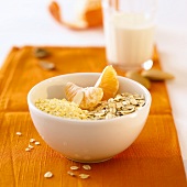 Muesli with mandarin orange segments