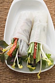 Rice paper rolls filled with vegetables and glass noodles