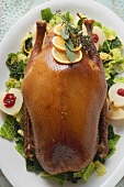 Roast duck with savoy cabbage & cranberry pears (Christmas)