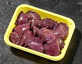 Chicken livers in plastic container