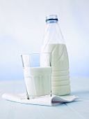Glass of milk and bottle of milk