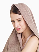 Woman with shawl over her head