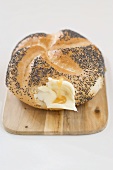 Poppy seed roll with butter and honey