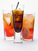 Bitter schnapps with ice cubes, Campari Soda & Campari Orange