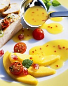 Mango and chilli sauce with grilled chicken breast