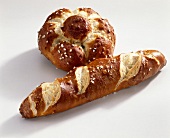 Pretzel roll and soft pretzel stick