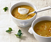 Carrot and Hamburg parsley soup with rice
