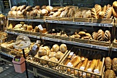 Bread display in a supermarket