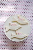 Three Dove Cookies with White and Pink Icing