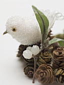 Christmas decorations (bird, twig and cones)