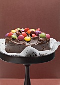 Chocolate cake with coloured chocolate beans