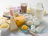 Various dairy products, milkshakes and cheeses