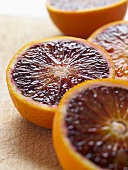 Halved blood oranges