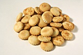 Pile of Oyster Crackers on White 