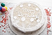 Marzipan-covered birthday cake