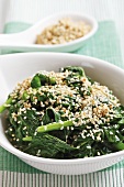 Spinach with toasted sesame seeds