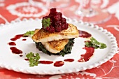 Beets on Roasted Cod and Spinach