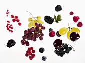 Assorted berries, cherries and grapes