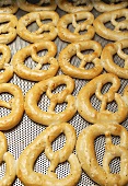 Lenten pretzels on a baking tray