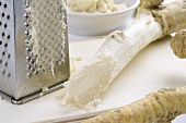 Horseradish root with grater